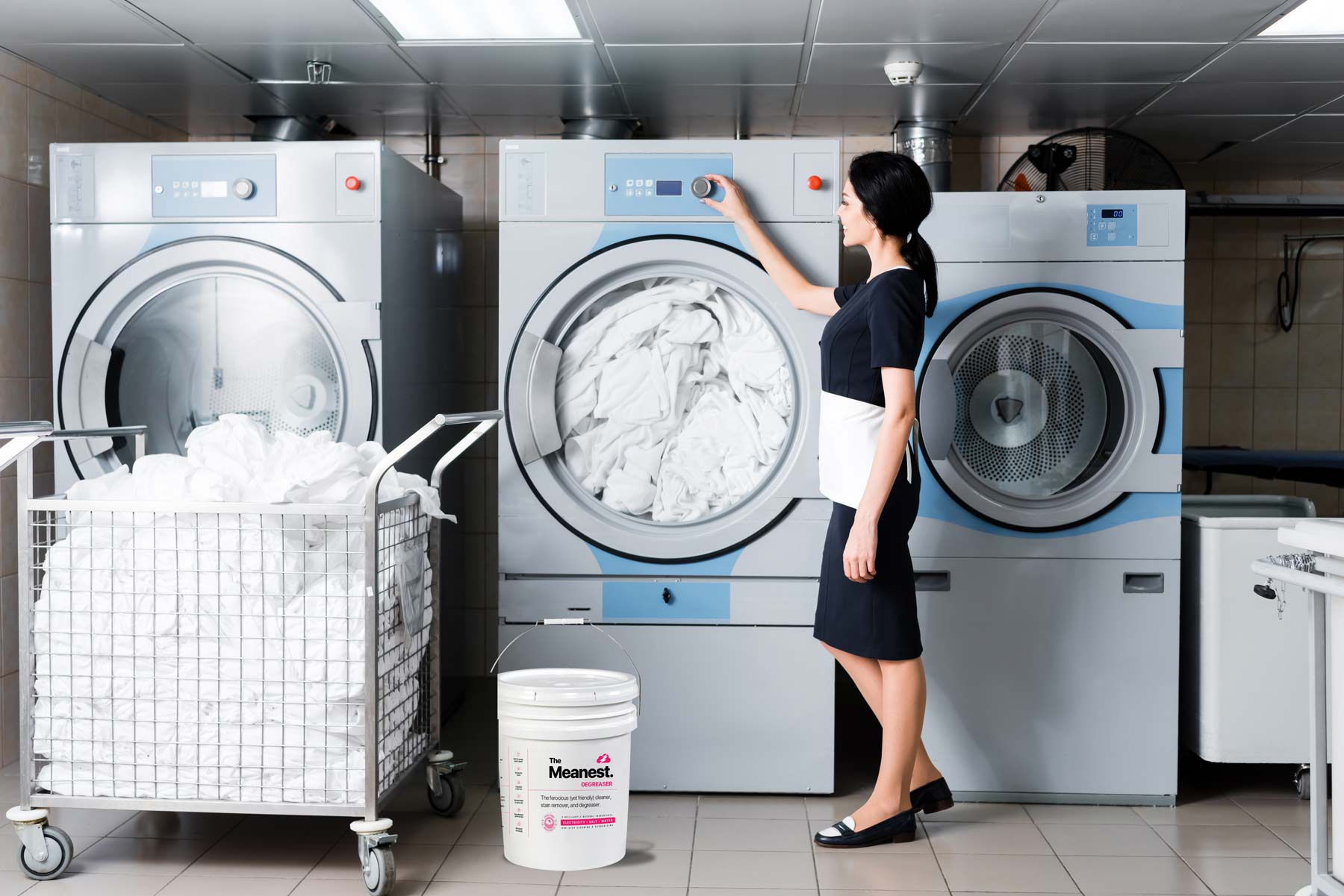 Laundry-area cleaning scene for The Meanest